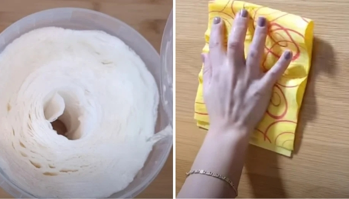 Woman shows how to make homemade disposable wipes using a few inexpensive household items